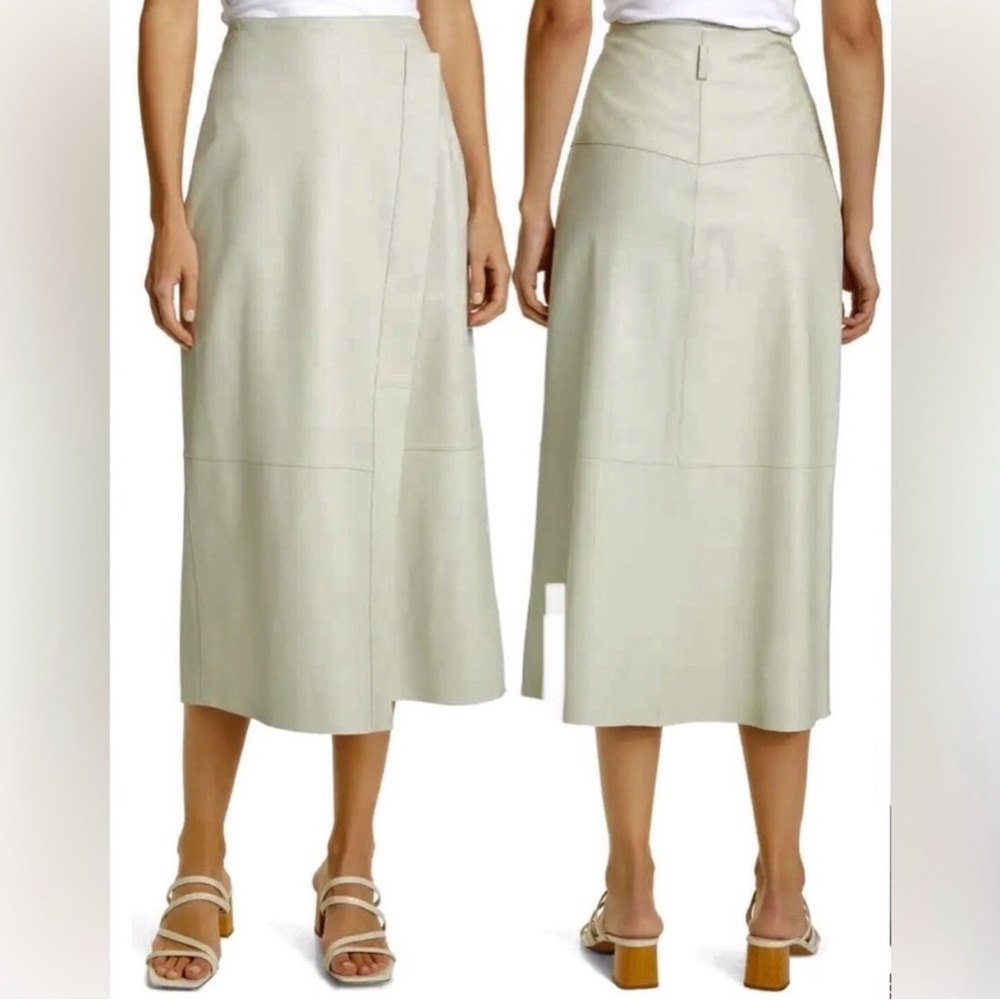 Vince light green wrap Midi Skirt - 100% lambs leather